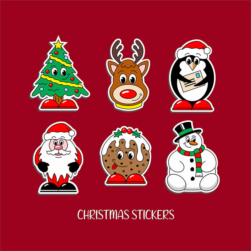 Christmas stickers cartoon characters