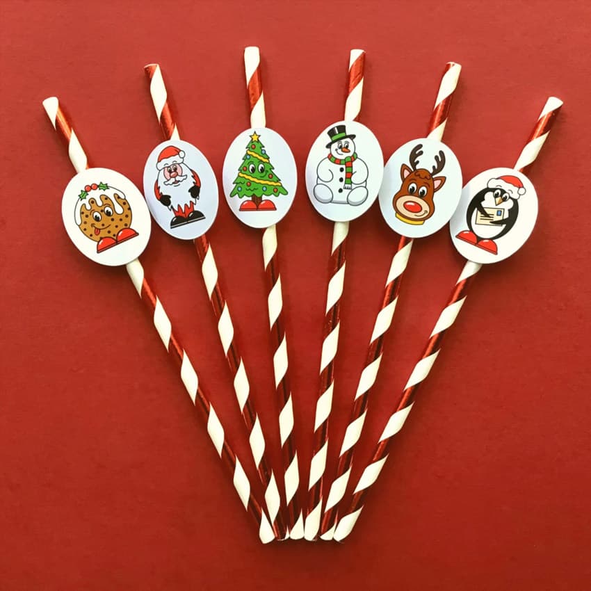 Christmas Straws / Straw Toppers / Glass Decoration / Festive Straws / Table Decorations