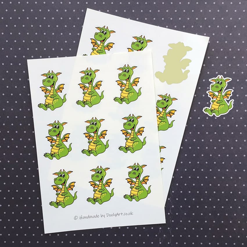 9 green dragon stickers