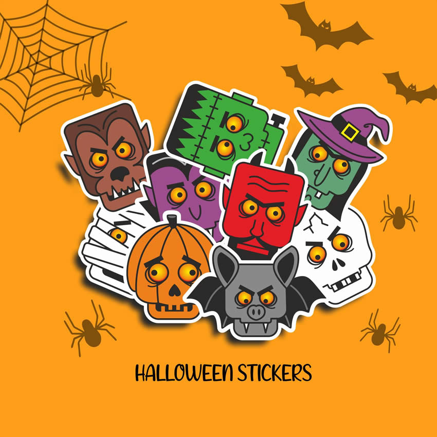 Halloween stickers 9 pack spooky