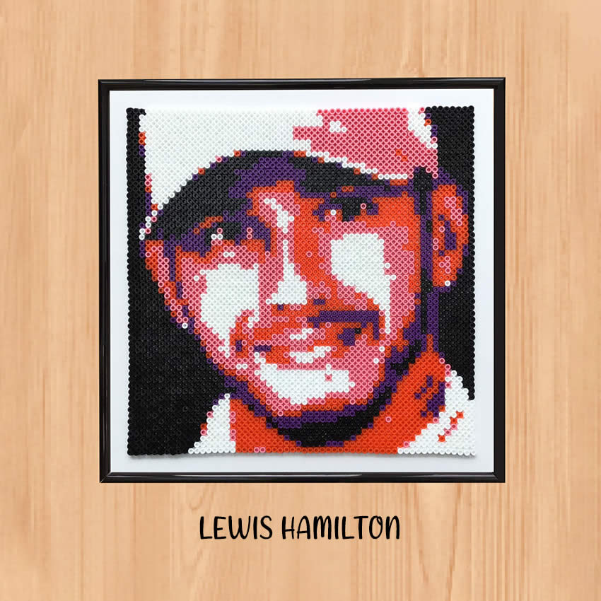 Hama Bead Artwork of Lewis Hamilton