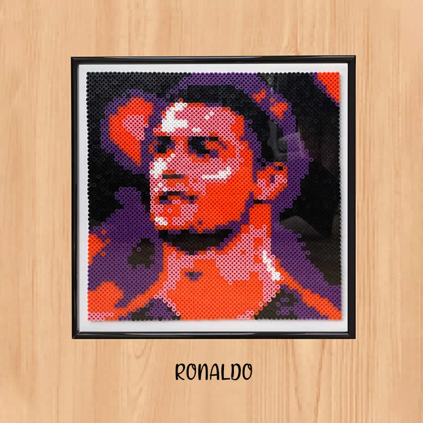 Hama bead portrait of Cristiano Ronaldo