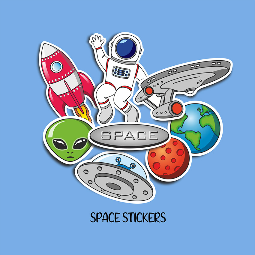 Space stickers 8 pack