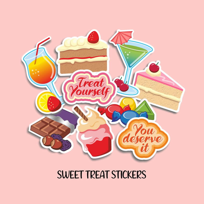 Sweets cakes ice cream reward stickers 9 pack